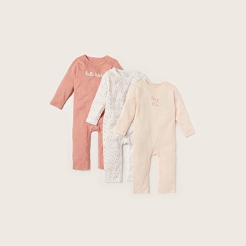 Juniors Printed Sleepsuit with Long Sleeves - Set of 3