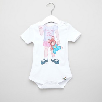 Just Add A Kids Little Sister Print Bodysuit with Round Neck