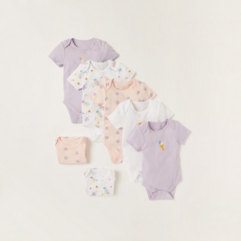 Juniors Printed Bodysuit with Short Sleeves - Set of 7