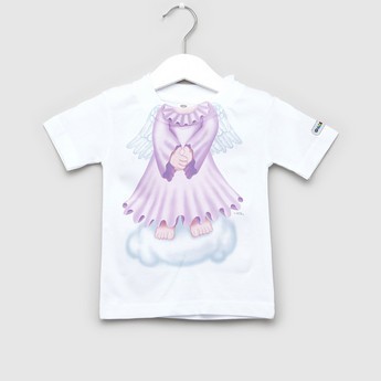 Just Add A Kid Angel Print T-shirt with Short Sleeves