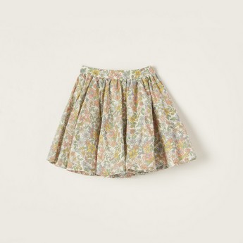 Giggles Floral Print Skirt with Elasticised Waistband