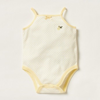 Giggles Polka Dot Sleeveless Bodysuit with Snap Closure