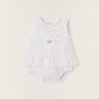 Giggles Printed Sleeveless Bodysuit with Bow Detail