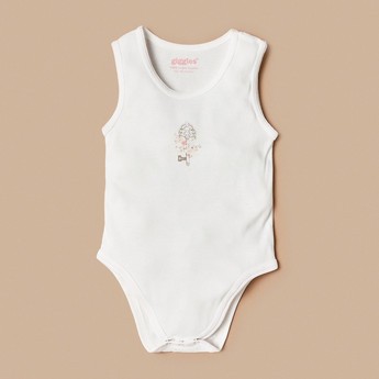 Giggles Printed Sleeveless Bodysuit with Snap Closure