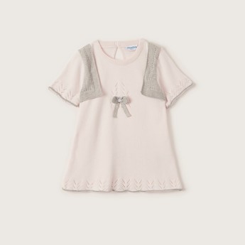 Juniors Textured Dress with Bow Detail