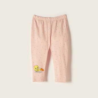 Tweety Print Leggings with Elasticated Waistband