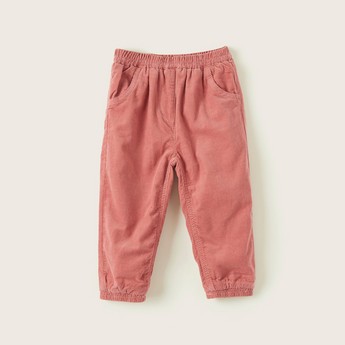 Juniors Solid Cord Pants with Pockets and Elasticated Wiastband