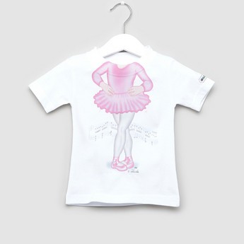 Just Add A Kid Ballerina Print T-shirt with Short Sleeves