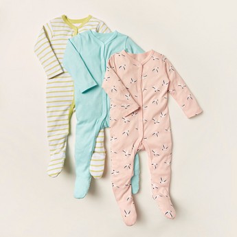 Juniors Assorted Closed Feet Sleepsuit with Long Sleeves - Set of 3