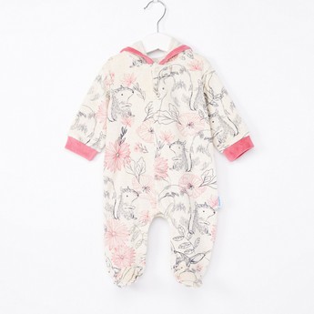 Juniors All-Over Floral Print Closed Feet Sleepsuit with Long Sleeves