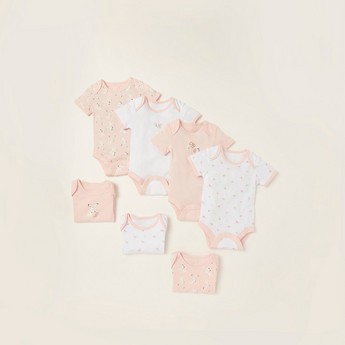 Juniors Printed Round Neck Bodysuit - Set of 7