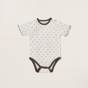 Juniors All-Over Printed Short Sleeves Bodysuit with Snap Closure