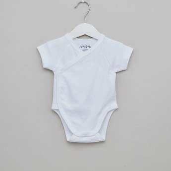 Juniors Solid Bodysuit with Short Sleeves and Round Neck