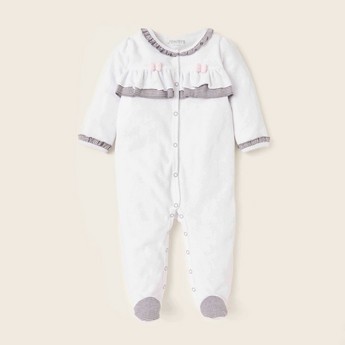 Juniors Bow Applique Detail Closed Feet Sleepsuit