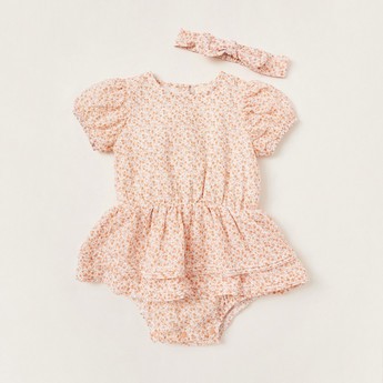 Love Earth Organic Printed Romper and Headband Set