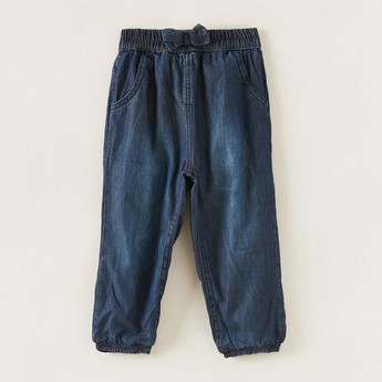 Juniors Solid Woven Pants with Pockets and Elasticated Waistband