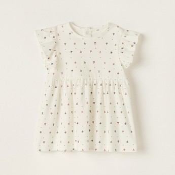 Love Earth Printed Organic Dress with Short Sleeves