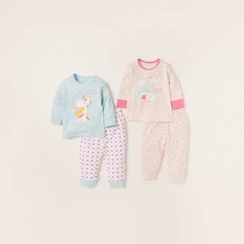 Juniors Printed 4-Piece T-shirt and Pyjama Set