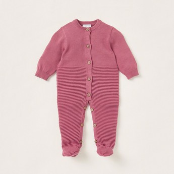 Juniors Textured Closed Feet Sleepsuit with Long Sleeves