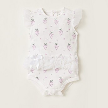 Juniors Printed Romper with Ruffle Detail