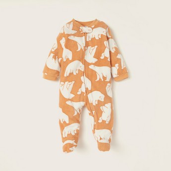 Juniors All-Over Printed Closed Feet Sleepsuit with Long Sleeves