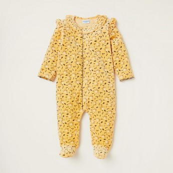 Juniors All-Over Floral Dot Print Closed Feet Sleepsuit with Long Sleeves