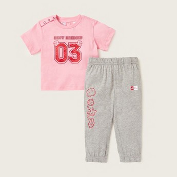 adidas Typographic Print T-shirt and Joggers Set