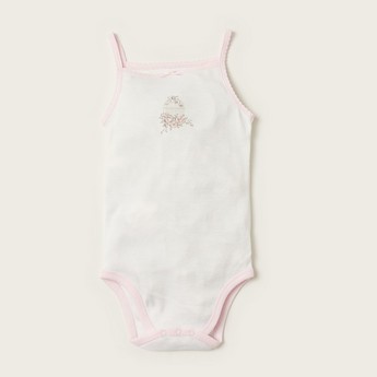 Giggles Printed Sleeveless Bodysuit with Bow Applique Detail