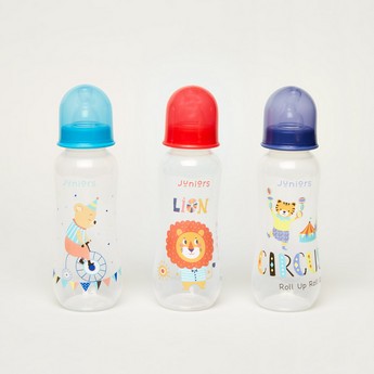 Juniors Printed 3-Piece Feeding Bottle Set - 250 ml