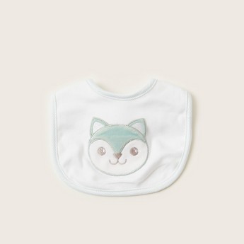 Juniors Fox Embroidery Bib with Press Button Closure