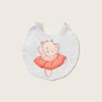 Juniors Hippo Print Bib with Press Button Closure