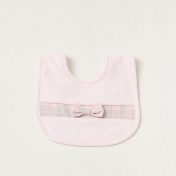 Juniors Textured Bib with Press Button Closure and Bow Applique