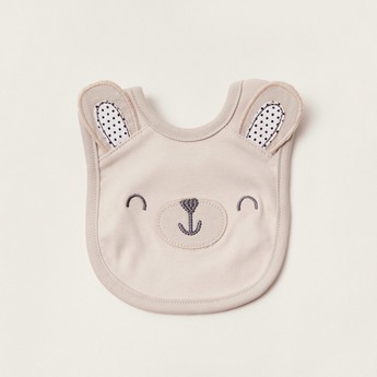 Juniors Bear Applique Detail Bib with Snap Button Closure