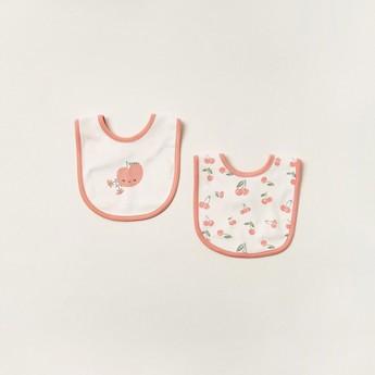 Juniors Slogan Print Bib with Button Closure - Set of 2