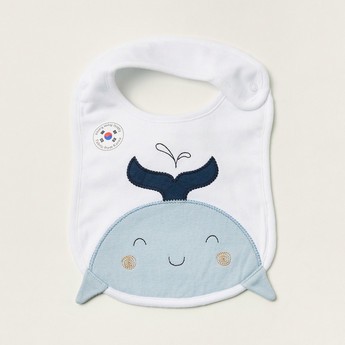 Juniors Whale Embroidered Bib with Button Closure