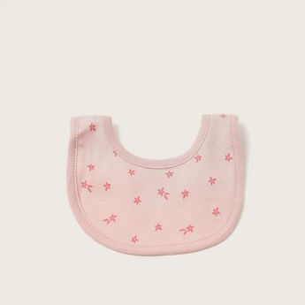 Juniors All-Over Floral Print Bib with Press Button Closure