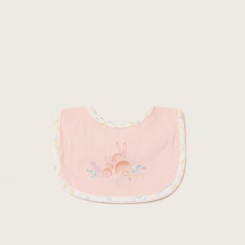 Juniors Floral Embroidered Bib with Press Button Closure