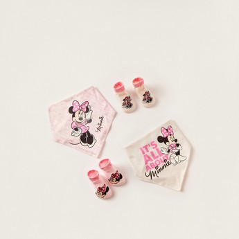 Disney Minnie Mouse Print 4-Piece Bib and Booties Set