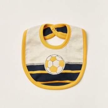 Juniors Striped Bib with Button Closure and Embroidery Detail