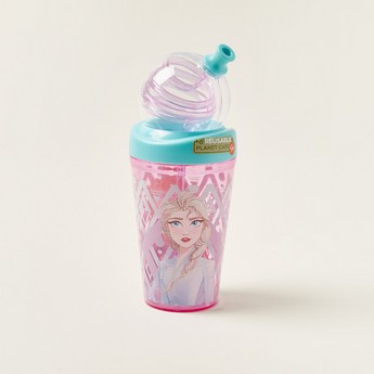 Frozen II Printed Tumbler with Loop Straw - 420 ml