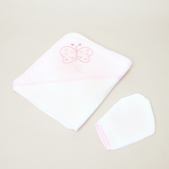 Juniors Textured Hooded Towel with Mitten - 75x90 cms