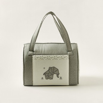 Cambrass Elephant Embroidered Diaper Bag with Double Handles