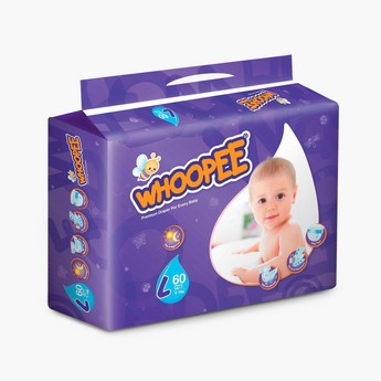 WHOOPEE Size L, 60-Piece Diaper Pack - 8-13 kgs