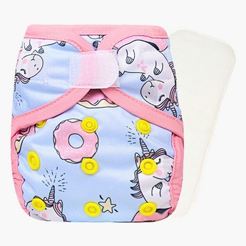 Little Story Unicorn Print Reusable Diaper with Insert