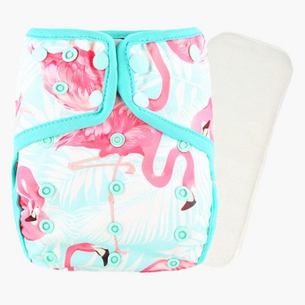 Little Story Flamingo Print Reusable Diaper with Insert