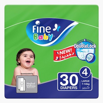 Fine Baby Size 4, 30-Piece Diaper Pack - 7-14 kgs