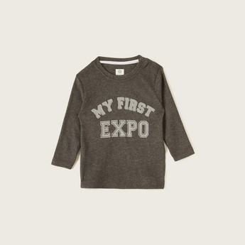 Expo 2020 Printed Round Neck T-shirt with Long Sleeves