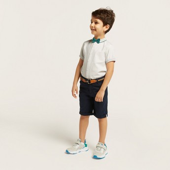 Juniors Solid Shorts with Button Closure and Belt