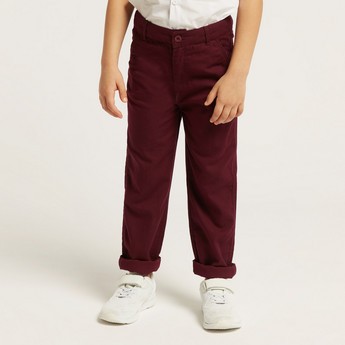 Juniors Solid Pants with Button Closure and Pockets