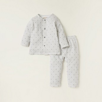 Giggles Printed Shirt and Full Length Pyjama Set